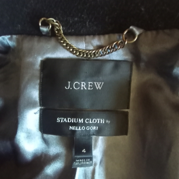 J. Crew Stadium Cloth Classic  Preppy Wool Placket Zipper Casual Black Jacket - Picture 4 of 8